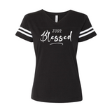 Just Blessed Women's Football V-Neck Fine Jersey  T-Shirt