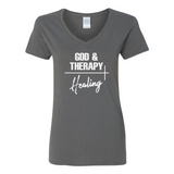 God & Therapy Inspirational V-neck T-Shirt