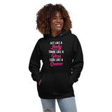 Act Like a Lady, Think Like a Boss, Look Like a Queen Unisex Premium Hoodie